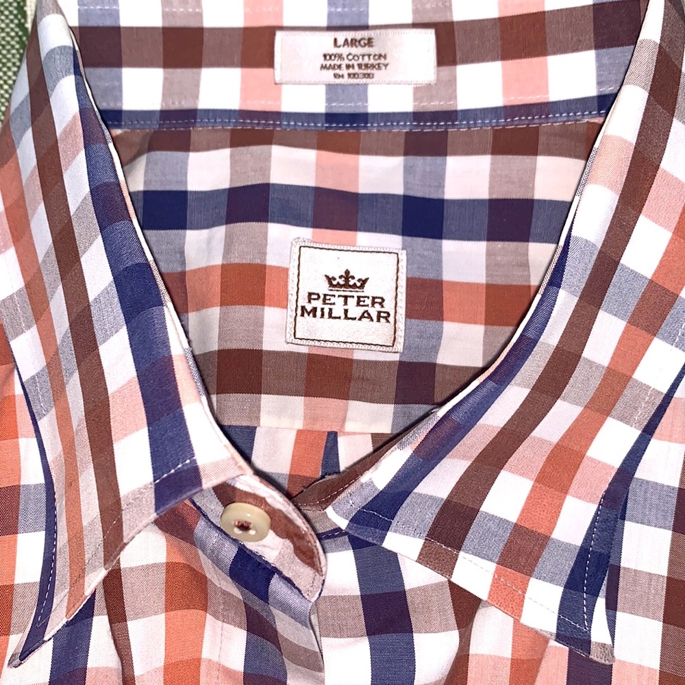Peter Millar Plaid Check Button Down Mens Size L - Picture 7 of 8